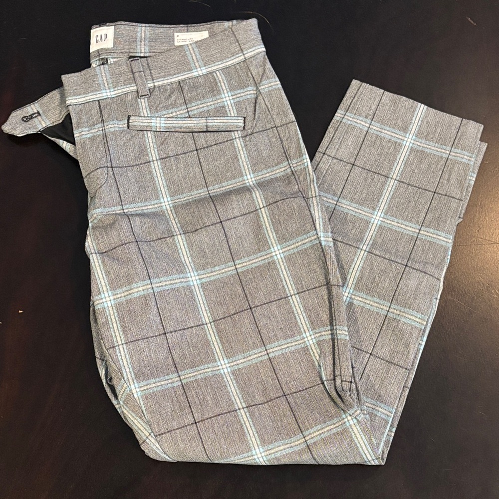 GAP Blue and White Checkered signature skinny ankle